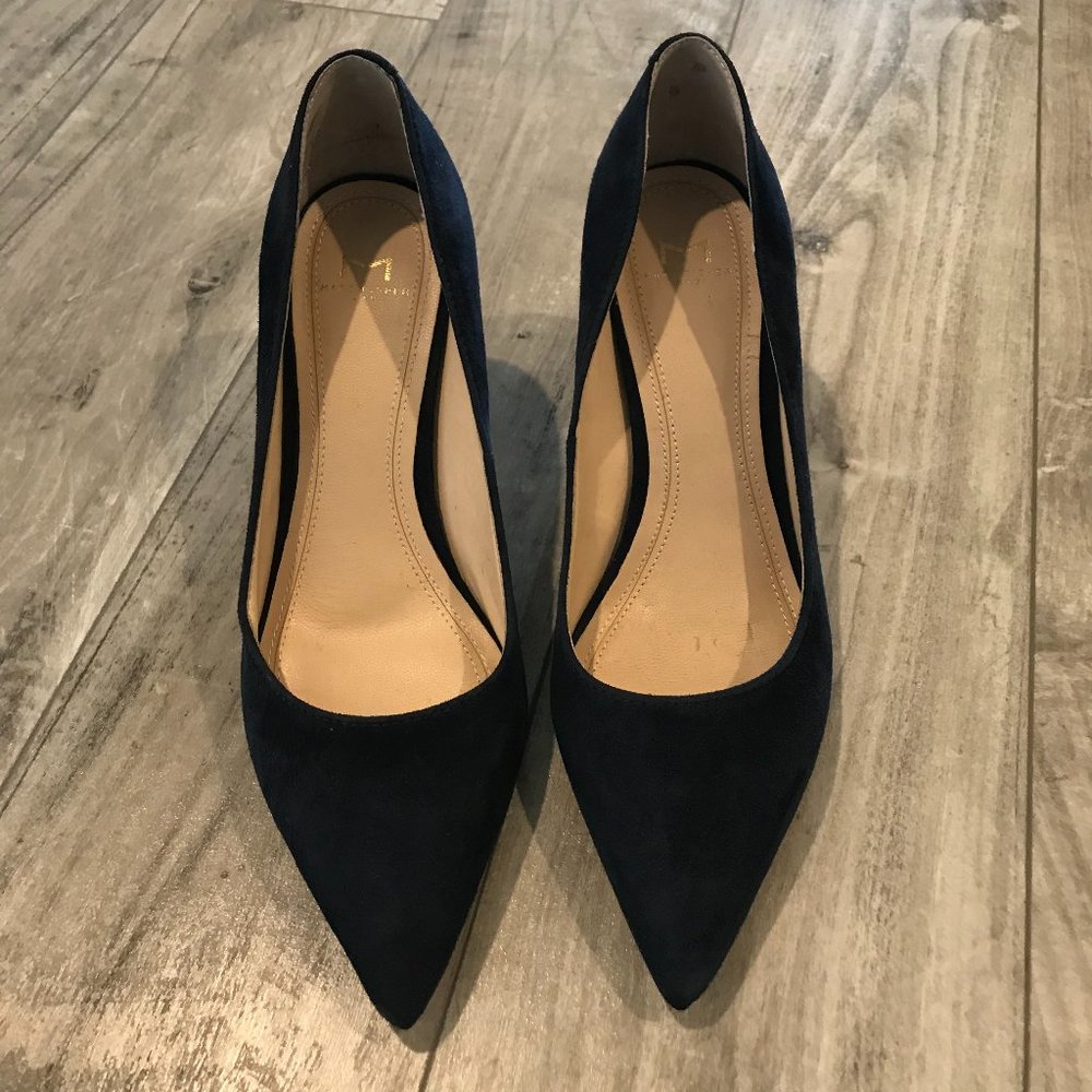 Marc Fisher Zala Pump Navy Suede with Block Heel